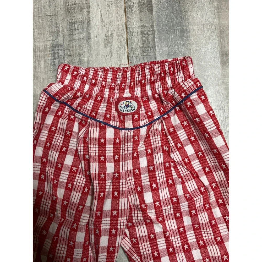 Vintage OshKosh Bgosh Red White Plaid Star Print Elastic Waist Pants Toddler 18M